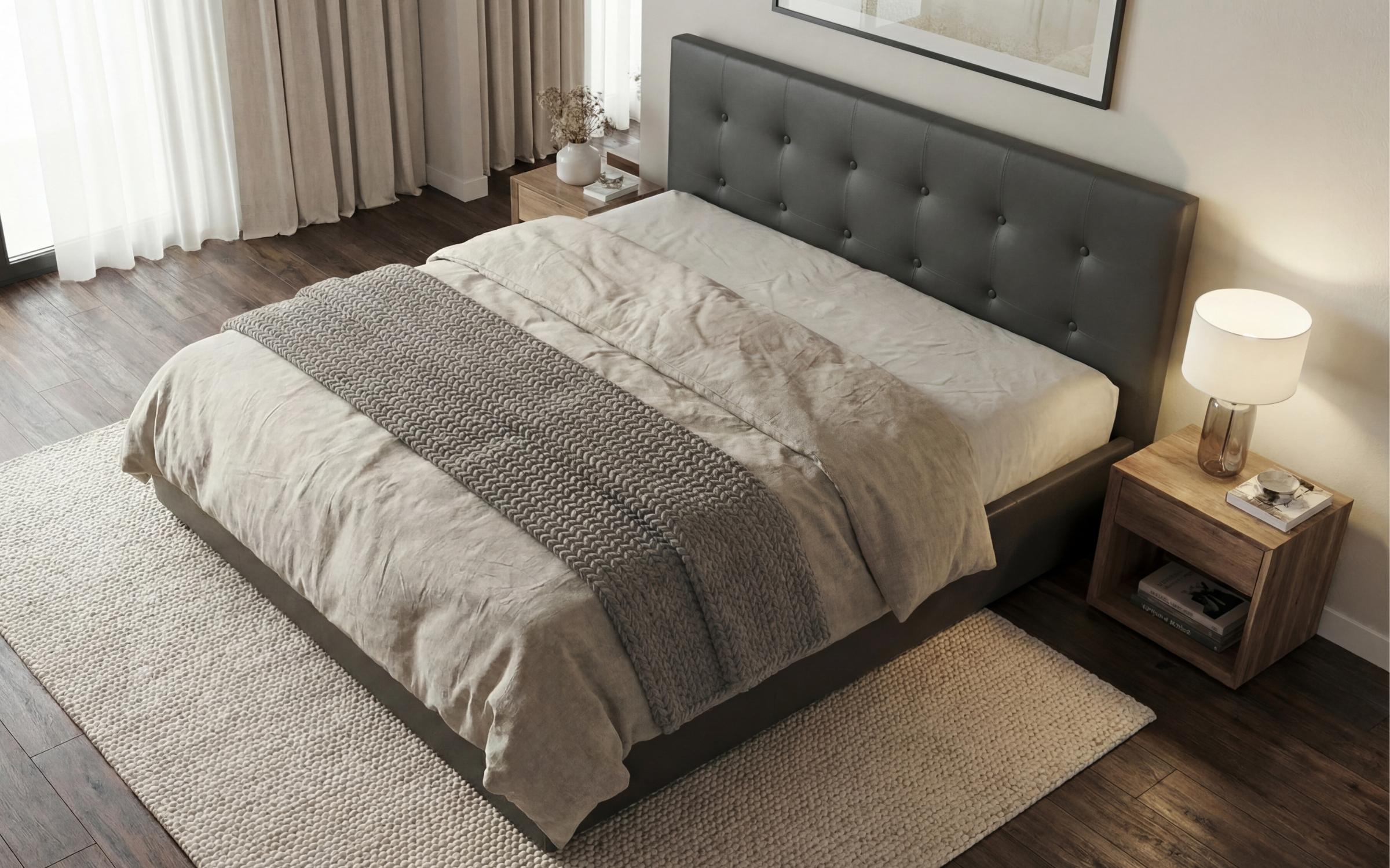 Upholstered double bed for mattress 160/200 Destiva, dark grey  4